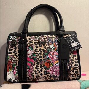 Ed Hardy tattoo leopard satchel handbag